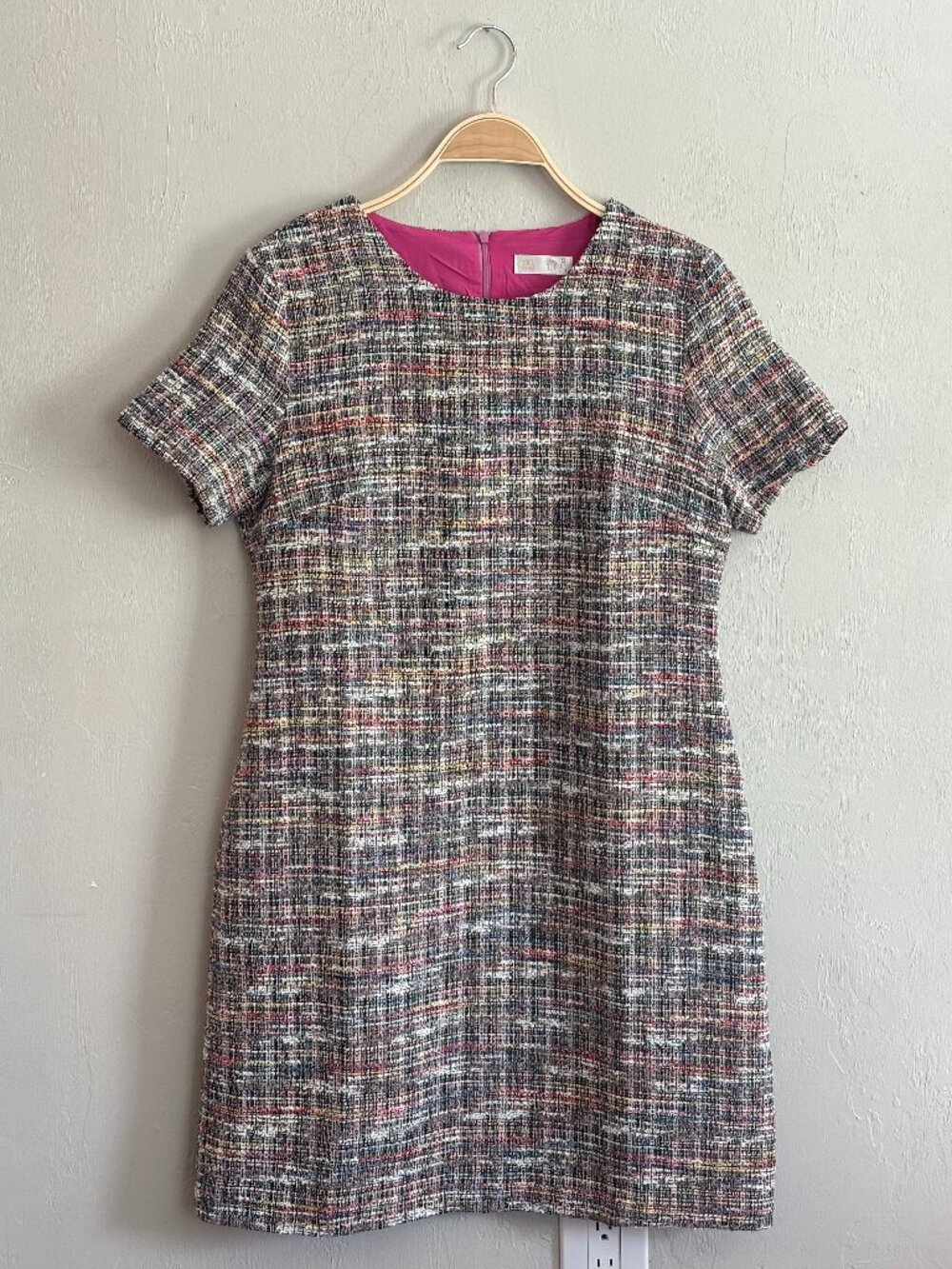 Tweed Dress 2XL Colorful Lined Office Work Business Casual Preppy Chic Tailored